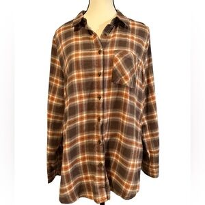 Hippie Rose Tan and White Plaid Shirt